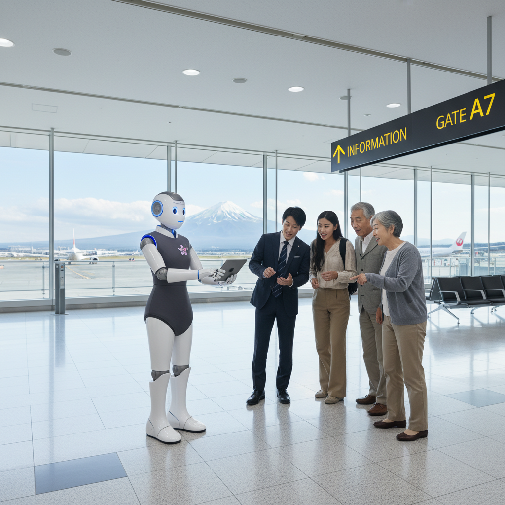 일본 공항 휴머노이드 로봇 시범 운영