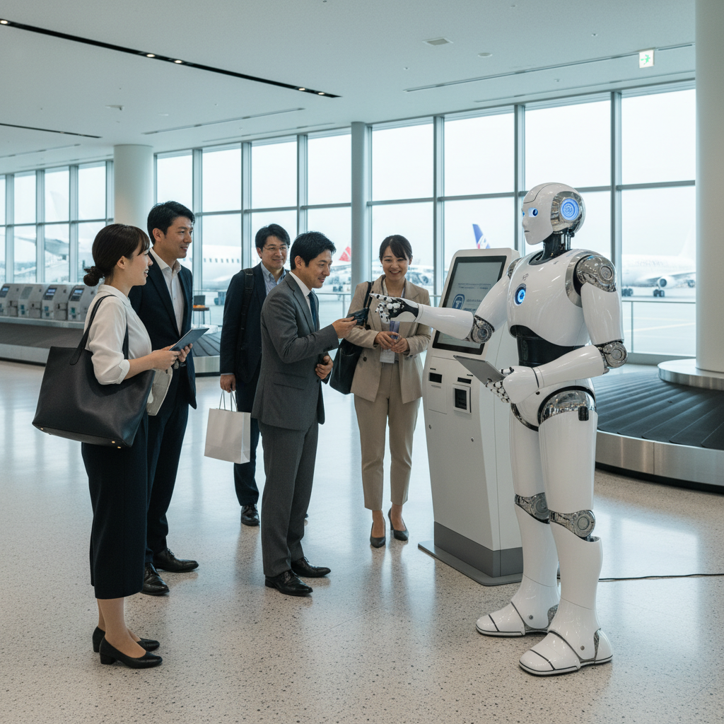 일본 공항 휴머노이드 로봇 시범